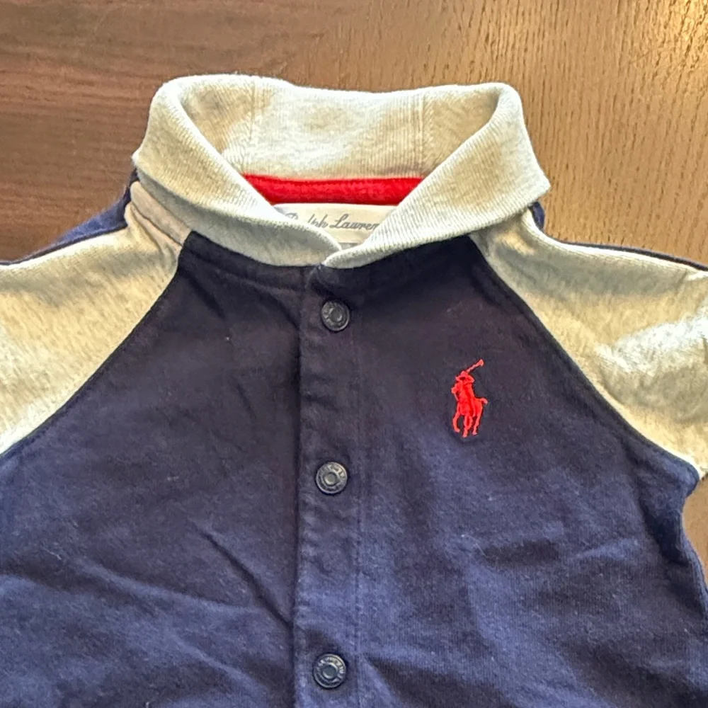 Ralph Lauren Baby Polo Footed Sleeper Romper 6M Navy Cotton Coverall